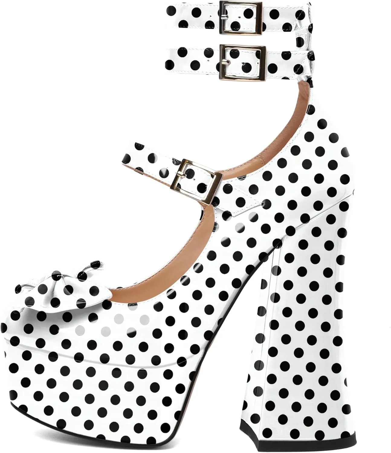 Soireelady Women's Platform Chunky Heels, Round Toe Mary Jane Pumps, Block High Heels with Ankle Strap, Dressy Shoes for Party, Wedding, Evening Sexy