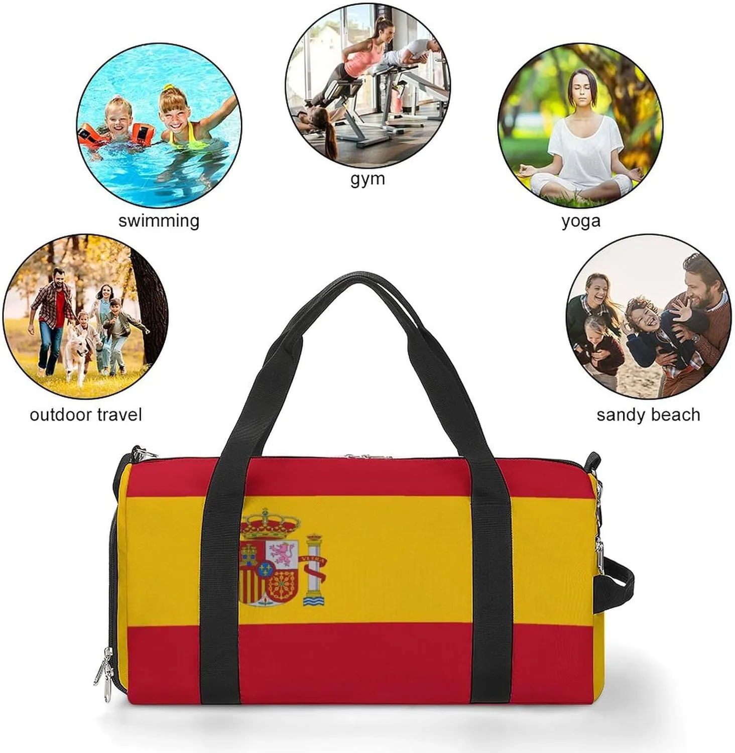 Spain Flag Travel Bag for Boys Girls with Shoe Compartment and Wet Pocket