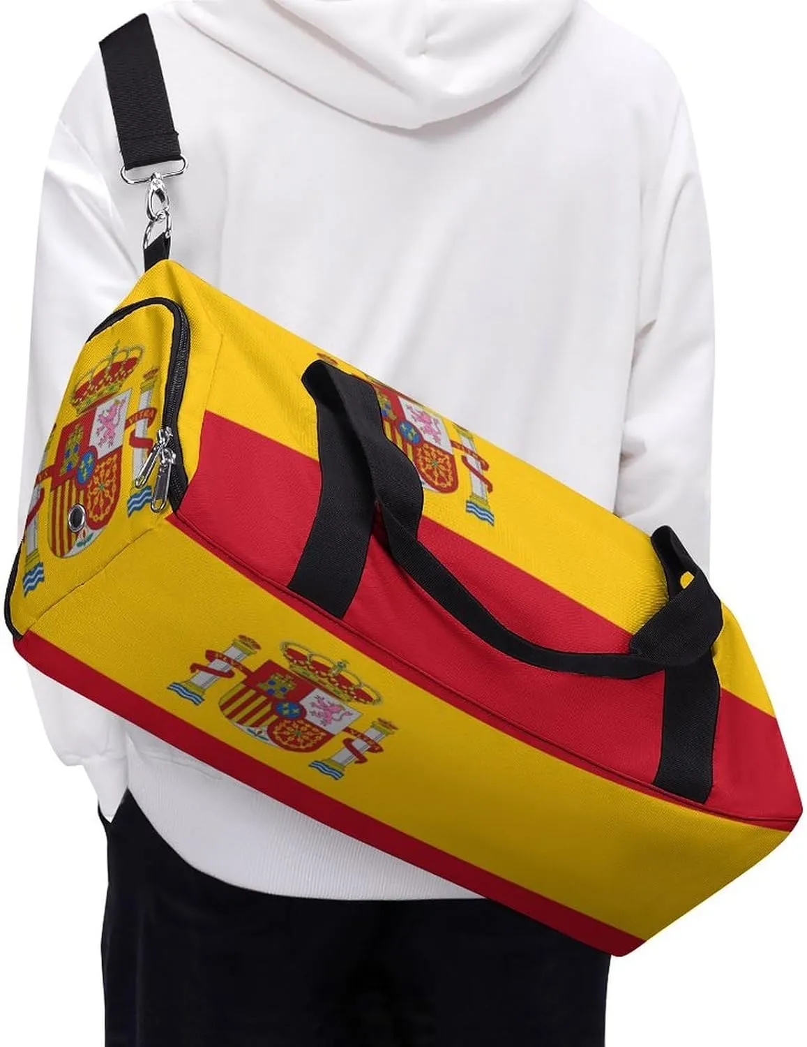 Spain Flag Travel Bag for Boys Girls with Shoe Compartment and Wet Pocket