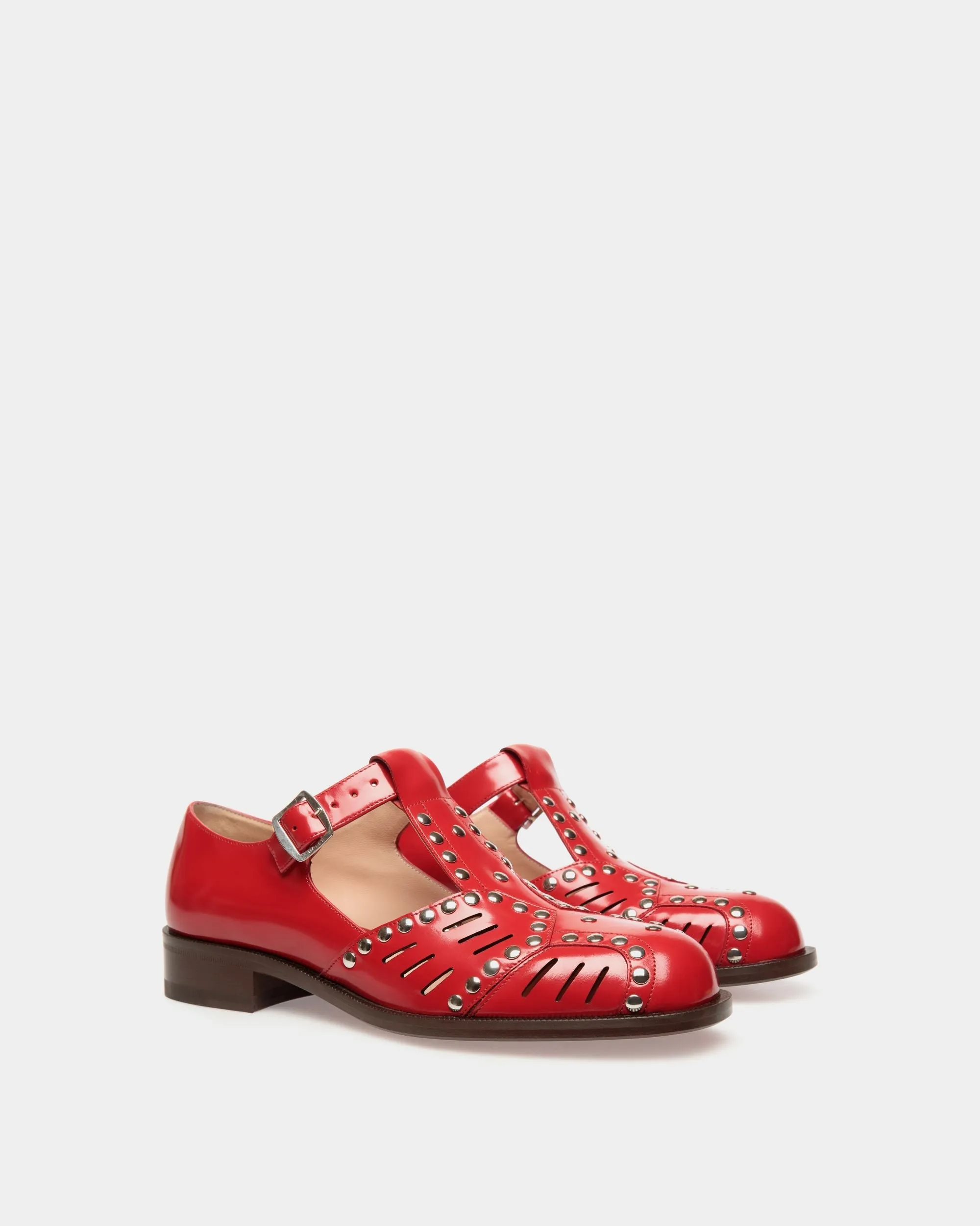 Spiegel Flat Sandal in Red Leather