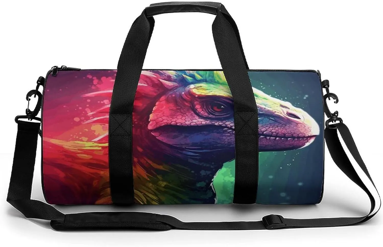 Sport Gym Duffle Travel Bag for Women Men Overnight Weekender Bag with Shoe Compartment,Wet Pocket Colorful Dinosaur