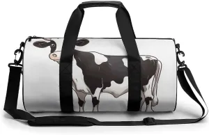 Sport Gym Duffle Travel Bag for Women Men Overnight Weekender Bag with Shoe Compartment,Wet Pocket Dairy Cow