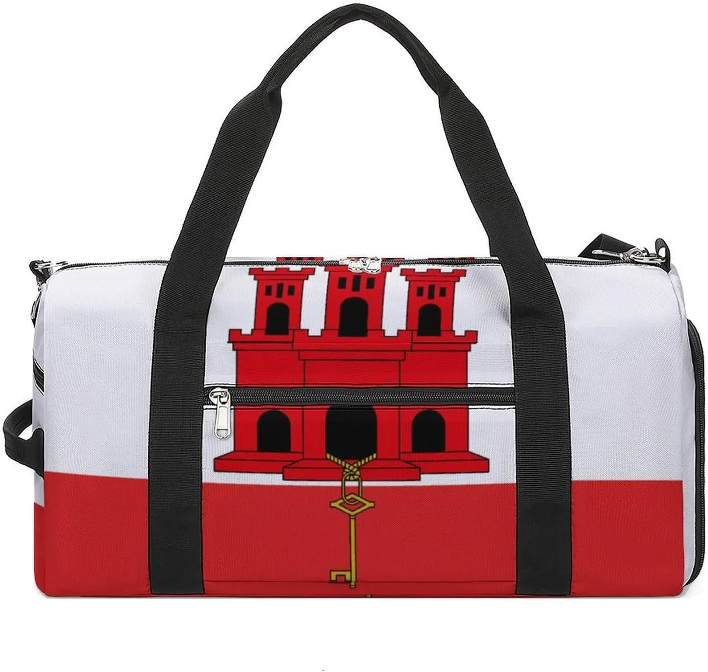 Sports Duffel Bag with Gibraltar Flag for Men Women Shoe Compartment Weekender