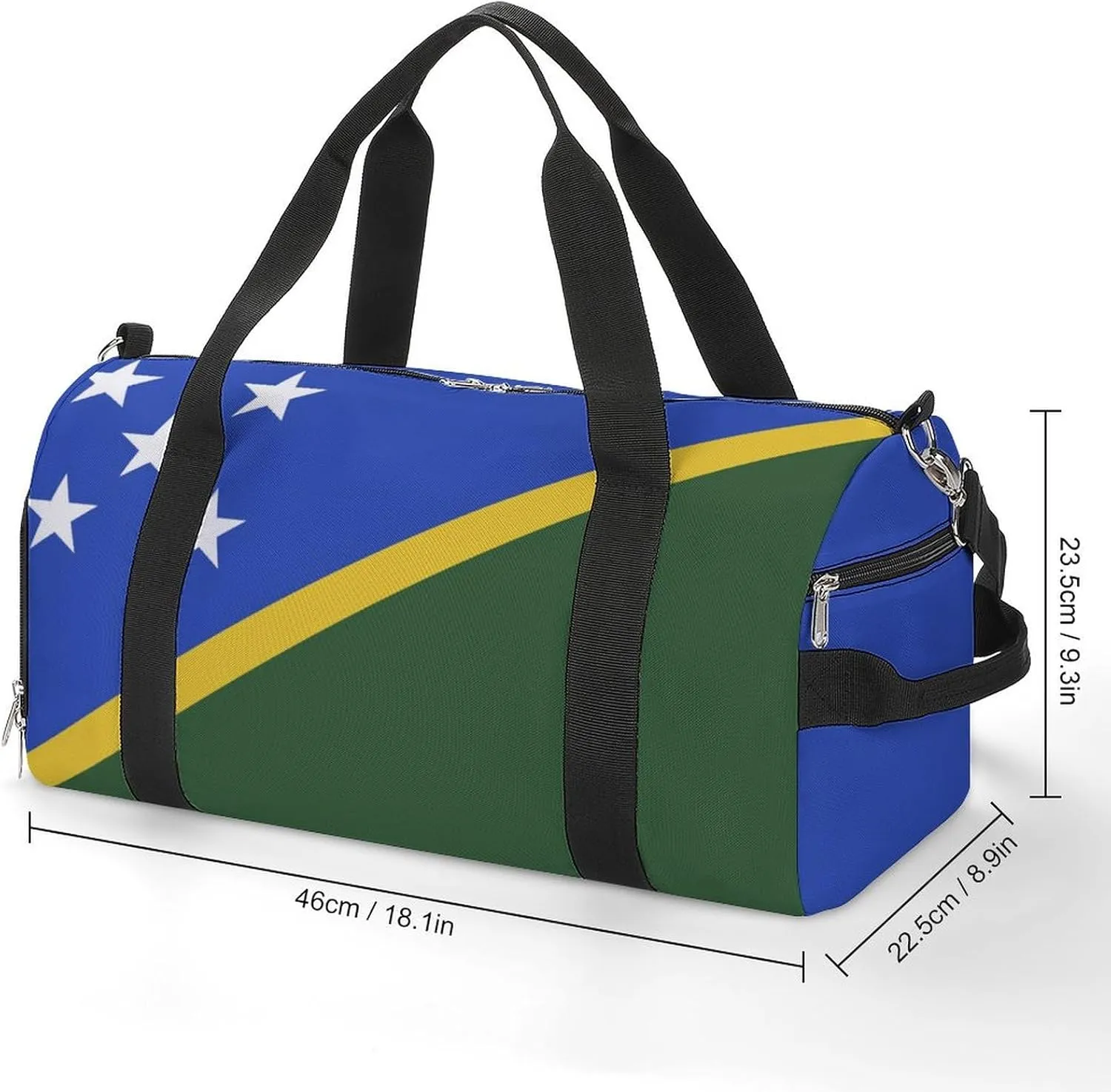 Sports Gym Bag Solomon Lslands Flag Duffel with Shoe Compartment Waterproof Travel Weekender