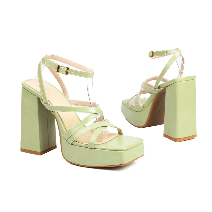 Square Toe 5'' Chunky Heel Ankle Strap Sandals with Platform