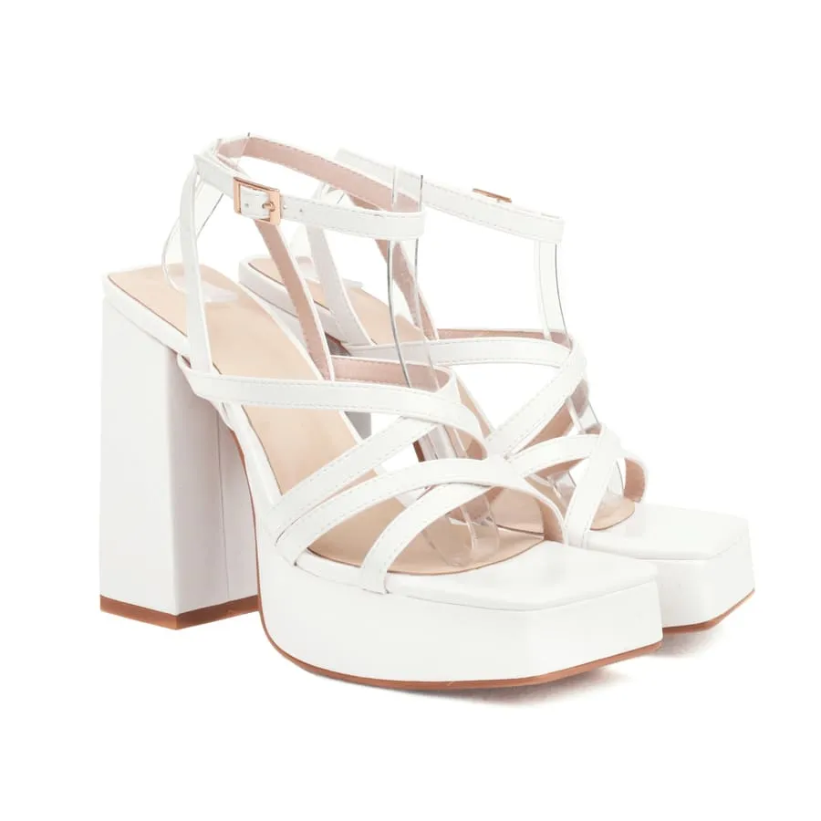 Square Toe 5'' Chunky Heel Ankle Strap Sandals with Platform