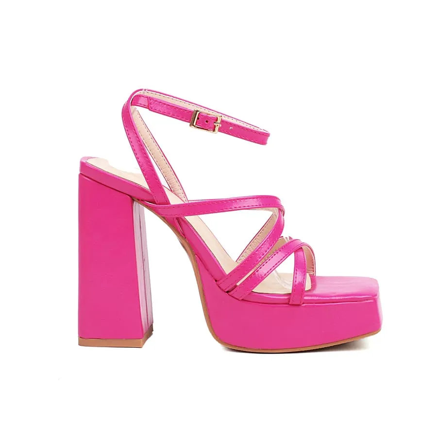 Square Toe 5'' Chunky Heel Ankle Strap Sandals with Platform