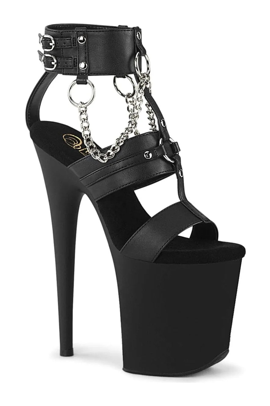 SS-FLAMINGO-861 Black Faux Leather Sandal