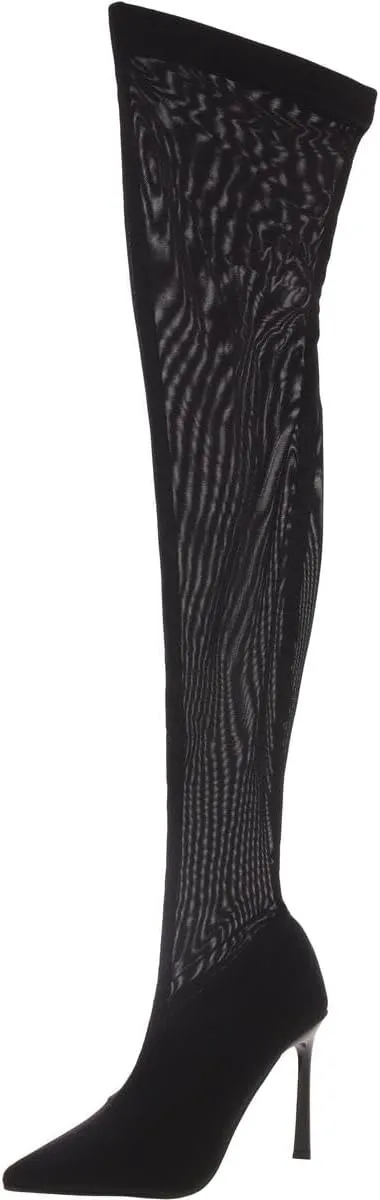 Steve Madden Womens Evie Sheer Over-The-Knee Boots Black 10 Medium (B,M)