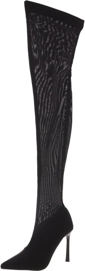 Steve Madden Womens Evie Sheer Over-The-Knee Boots Black 10 Medium (B,M)