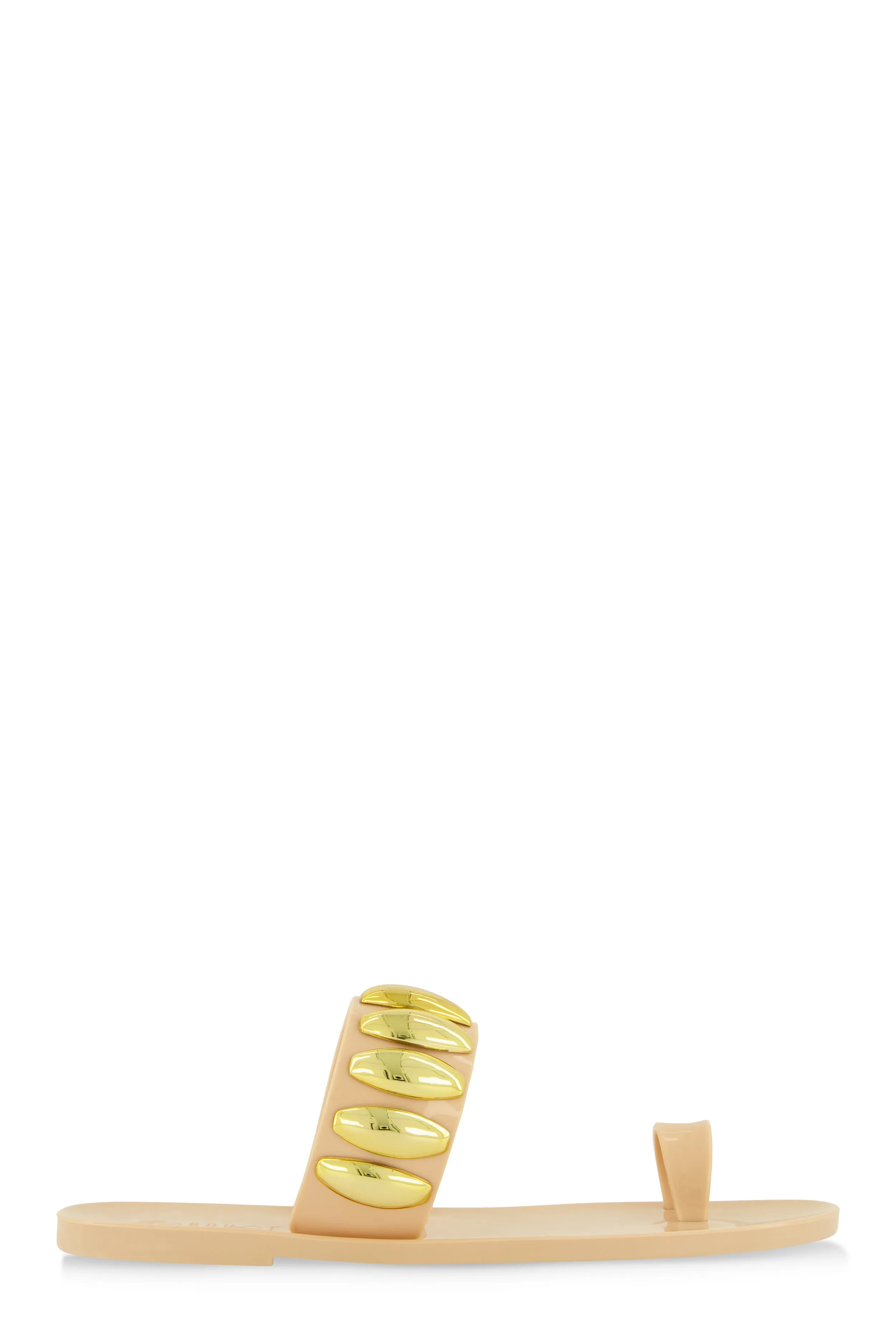 Studded Band Toe Loop Jelly Sandals