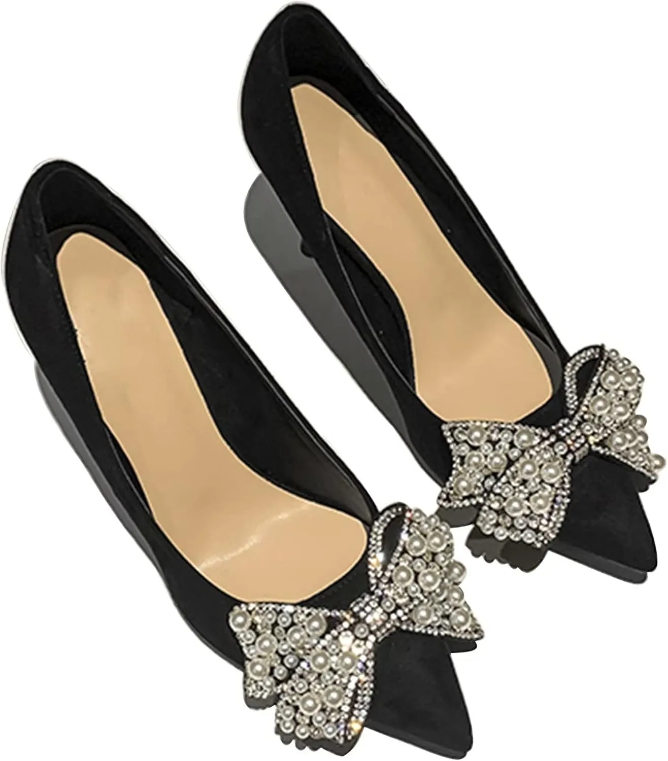 Stunner Women's Closed Pointed Toe Pumps Stiletto High Heels Wedding Party Dress Heeled Shoes with Bowknot
