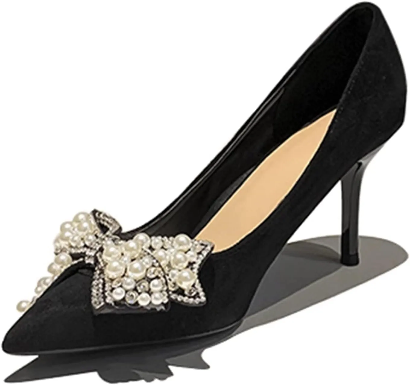 Stunner Women's Closed Pointed Toe Pumps Stiletto High Heels Wedding Party Dress Heeled Shoes with Bowknot