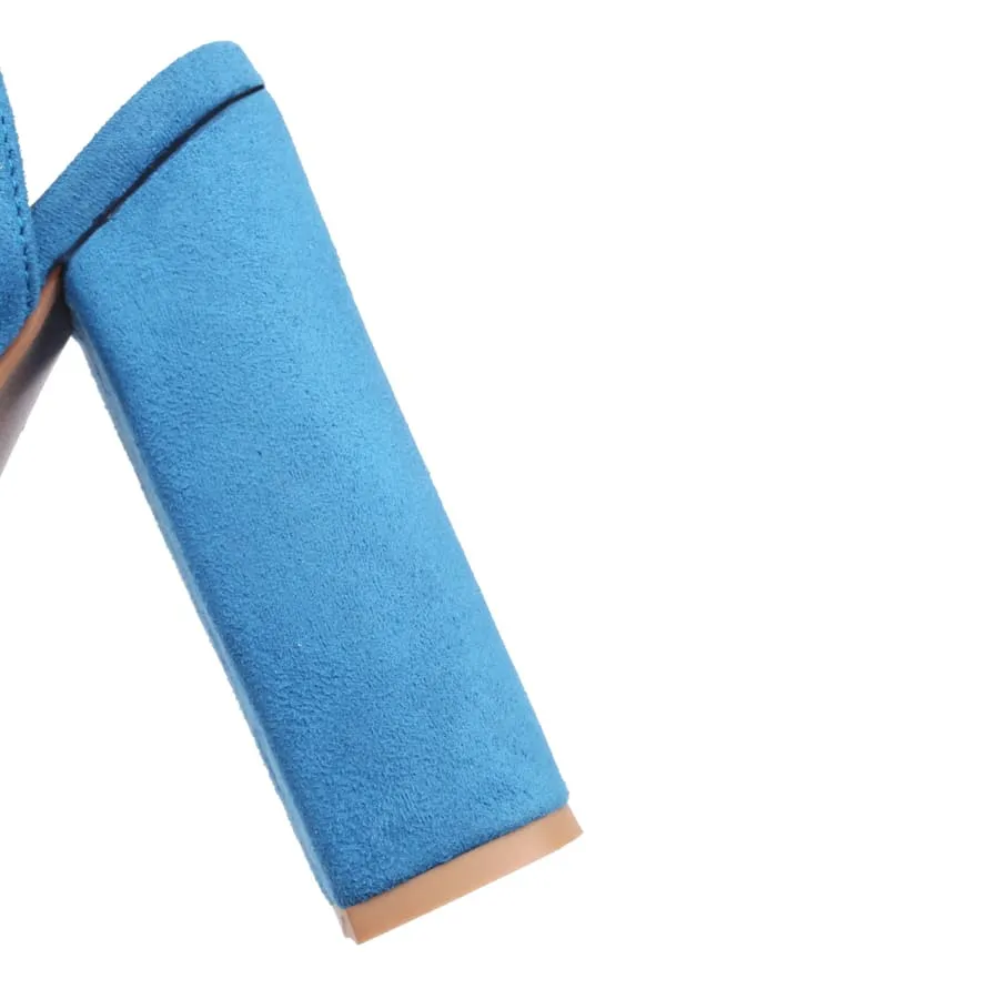 Suede Knot-Bow Rounded Toe 5'' Chunky Heel Ankle Strap Sandals