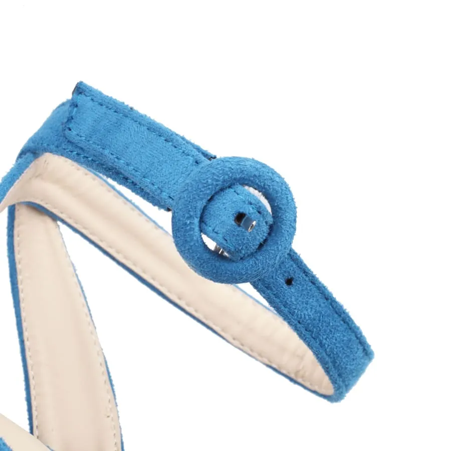 Suede Knot-Bow Rounded Toe 5'' Chunky Heel Ankle Strap Sandals