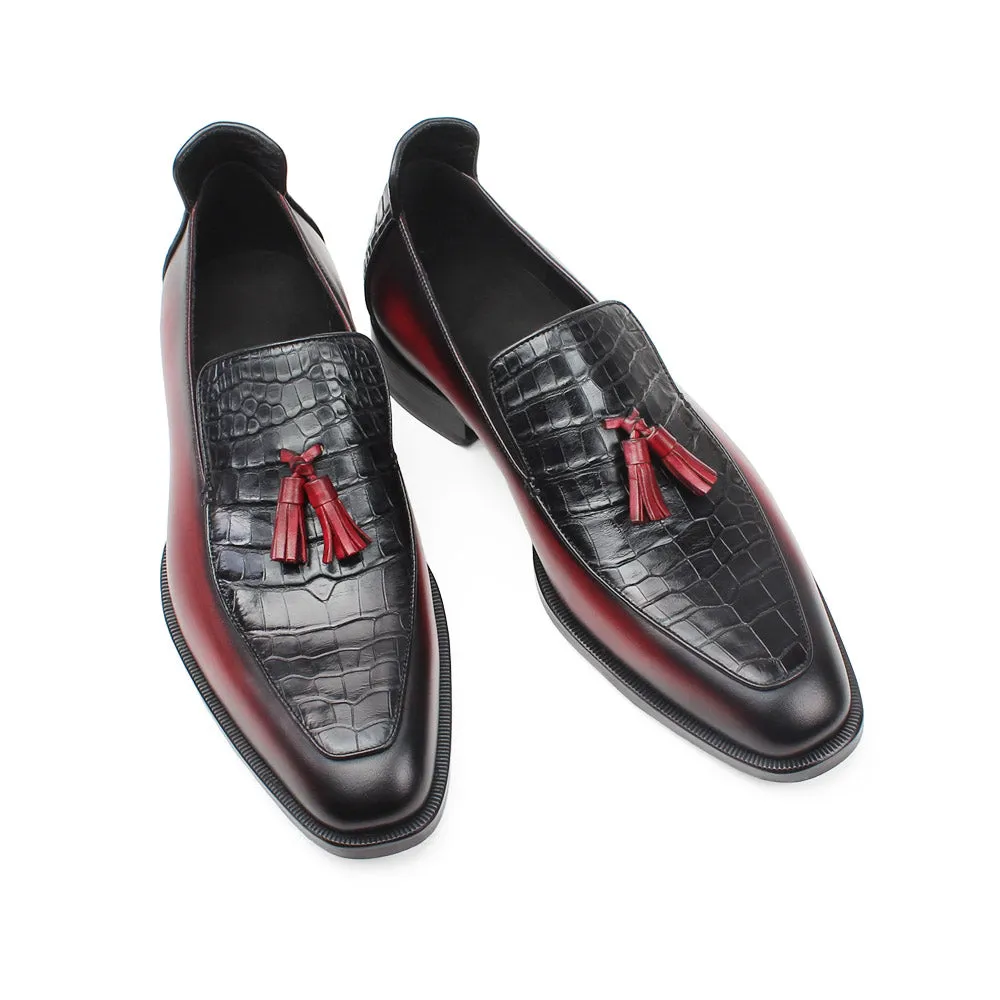 Summer Loafers Shoes Men Red Genuine Crocodile Leather Sapatos Tassel Handmade Zapatos Hombre Plus Size Footwear Male