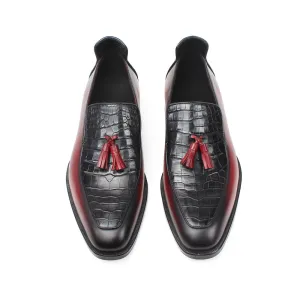 Summer Loafers Shoes Men Red Genuine Crocodile Leather Sapatos Tassel Handmade Zapatos Hombre Plus Size Footwear Male
