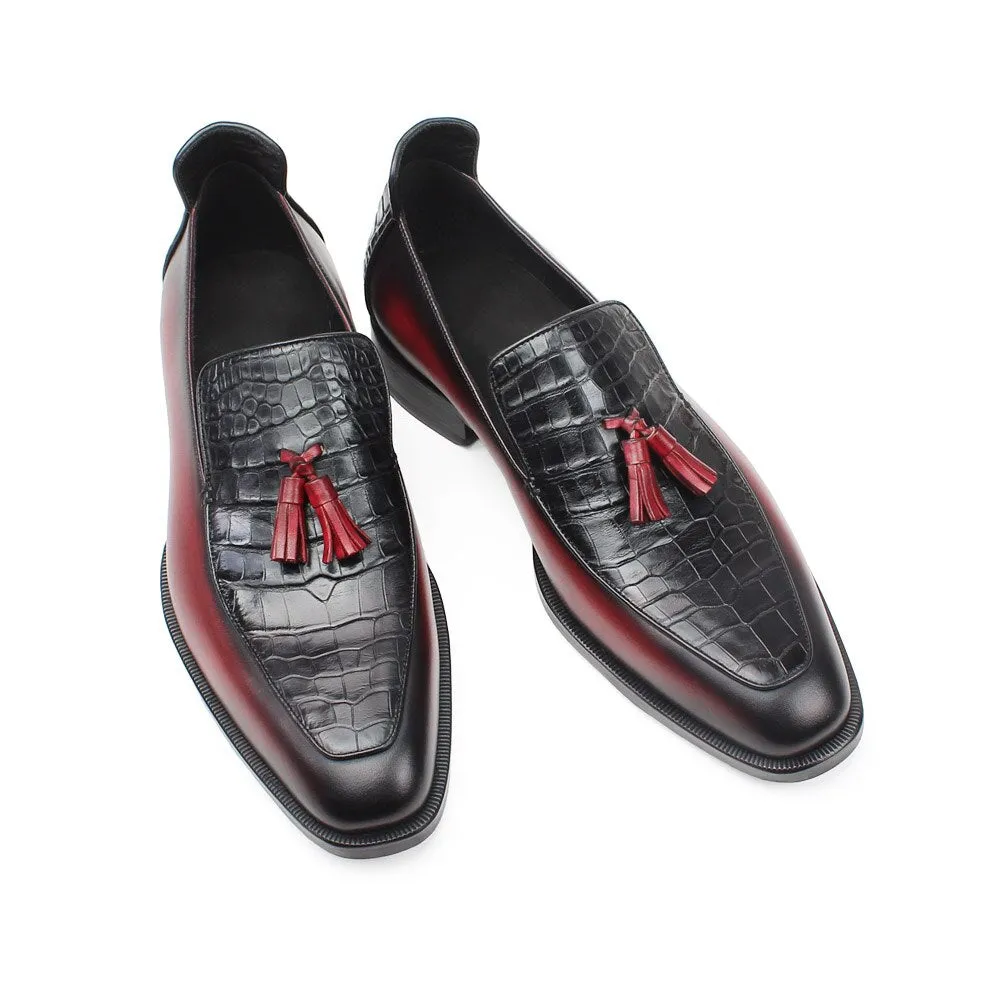 Summer Loafers Shoes Men Red Genuine Crocodile Leather Sapatos Tassel Handmade Zapatos Hombre Plus Size Footwear Male