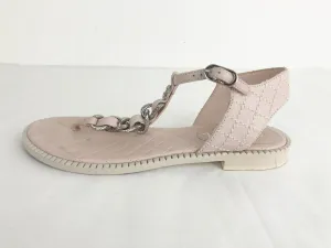 T-Strap Quilted Leather Sandal Size 8