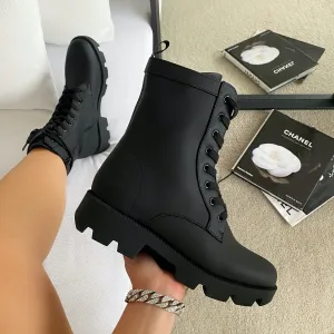 Tallie Black Lace Up Ankle Boots