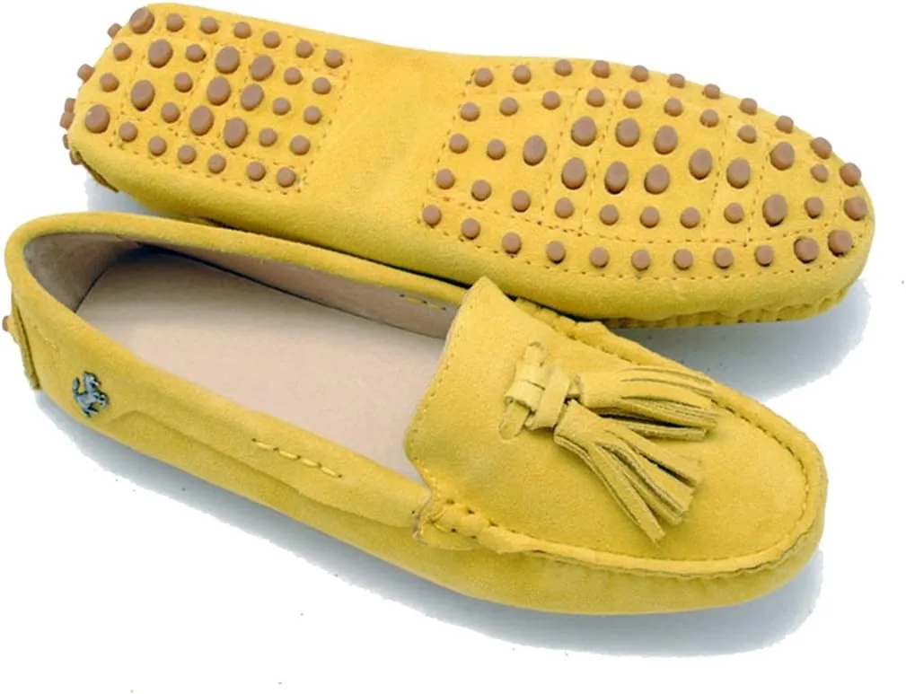 TDA Womens Tassel Leather Slip On Driving Walking Trail Running Loafers Boat Shoes Multi Colored