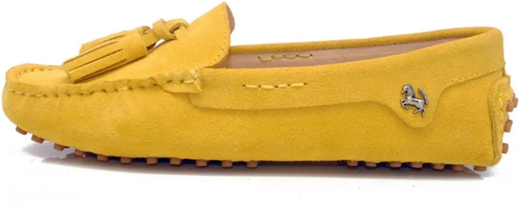 TDA Womens Tassel Leather Slip On Driving Walking Trail Running Loafers Boat Shoes Multi Colored