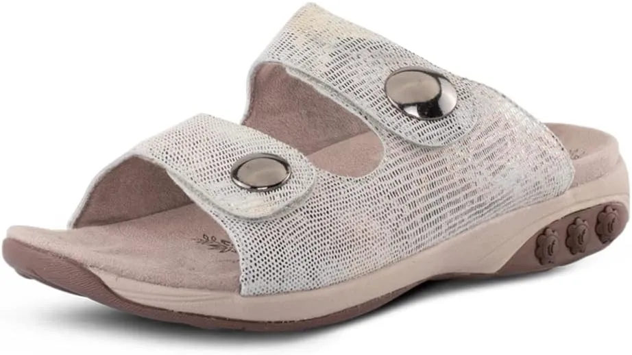 Therafit Eva Women's Leather Adjustable Strap Slip On Sandal - Special Edition - for Plantar Fasciitis/Foot Pain