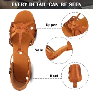TINRYMX Women Latin Dance Shoes T-Strap Ballroom Salsa Cha-cha Professional Practice Dance Shoes,Model 3038TXD