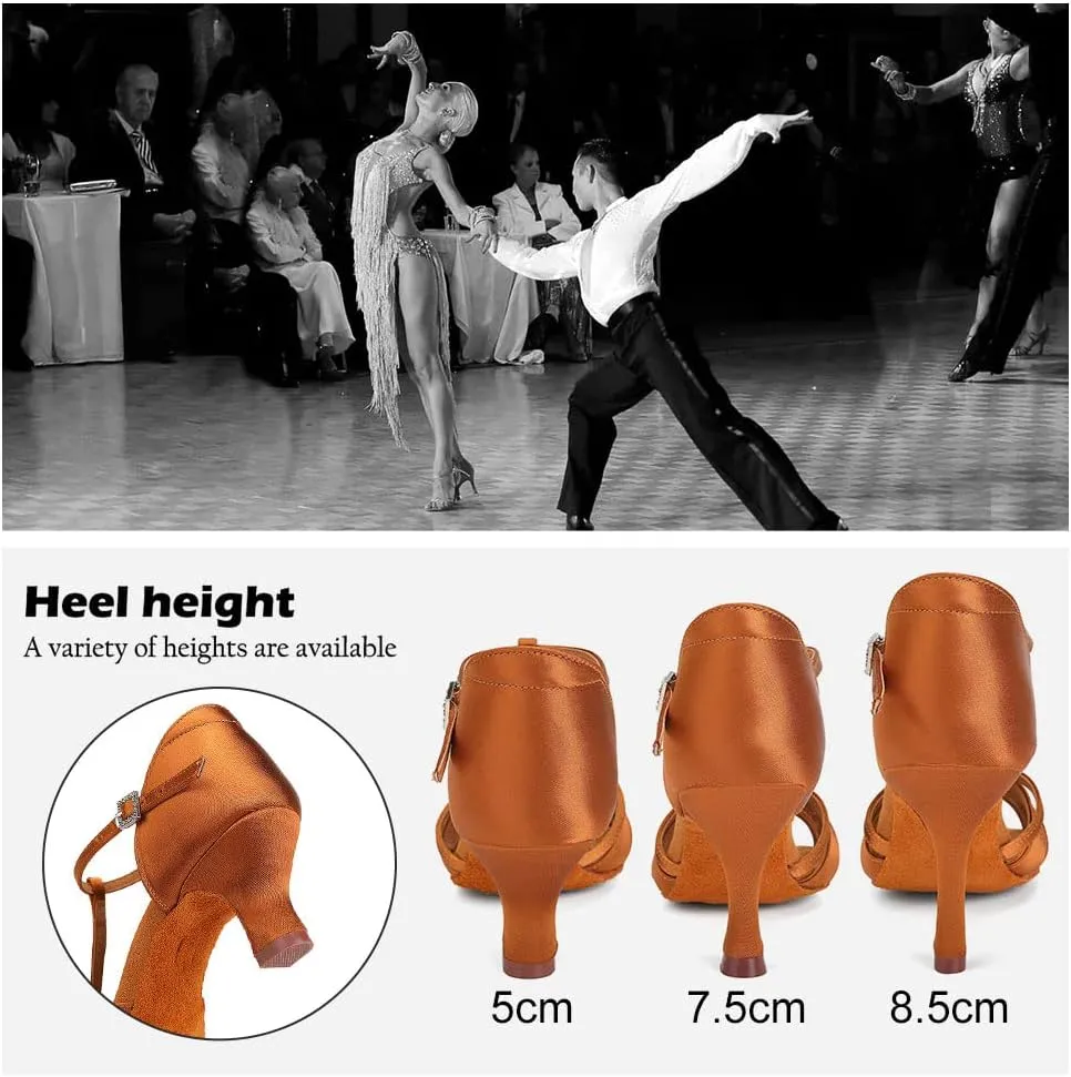 TINRYMX Women Latin Dance Shoes T-Strap Ballroom Salsa Cha-cha Professional Practice Dance Shoes,Model 3038TXD