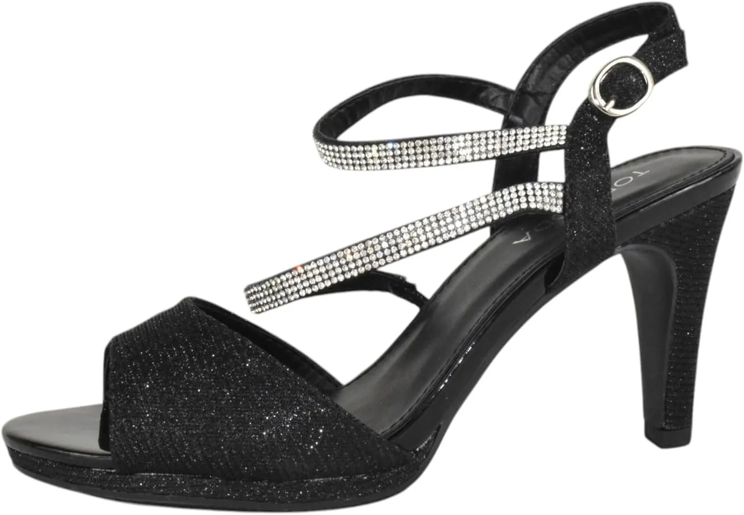 TOP Moda Shoes Women Stiletto Heels Open Peep Toe Ankle Strap Bling Rhinestone Glitter Pamela-1