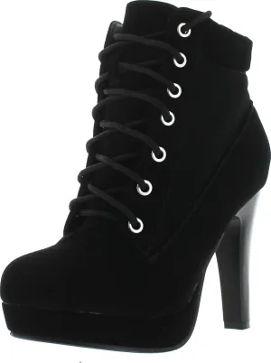 Top Moda Women's Polish-47 Lace-Up High Heel Platform Ankle Booties (8.5 M US, Black_polish-47)