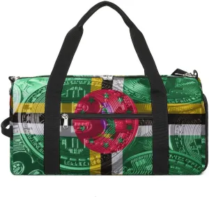 Travel Duffel with Dominica Flag Bitcoin Shoe Compartment for Gym Beach and Sports