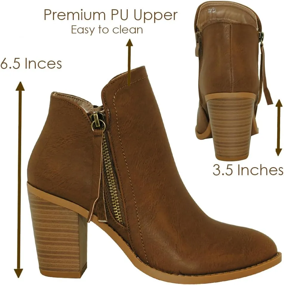 TRENDSUP Women's Fashion Side Zipper Booties
