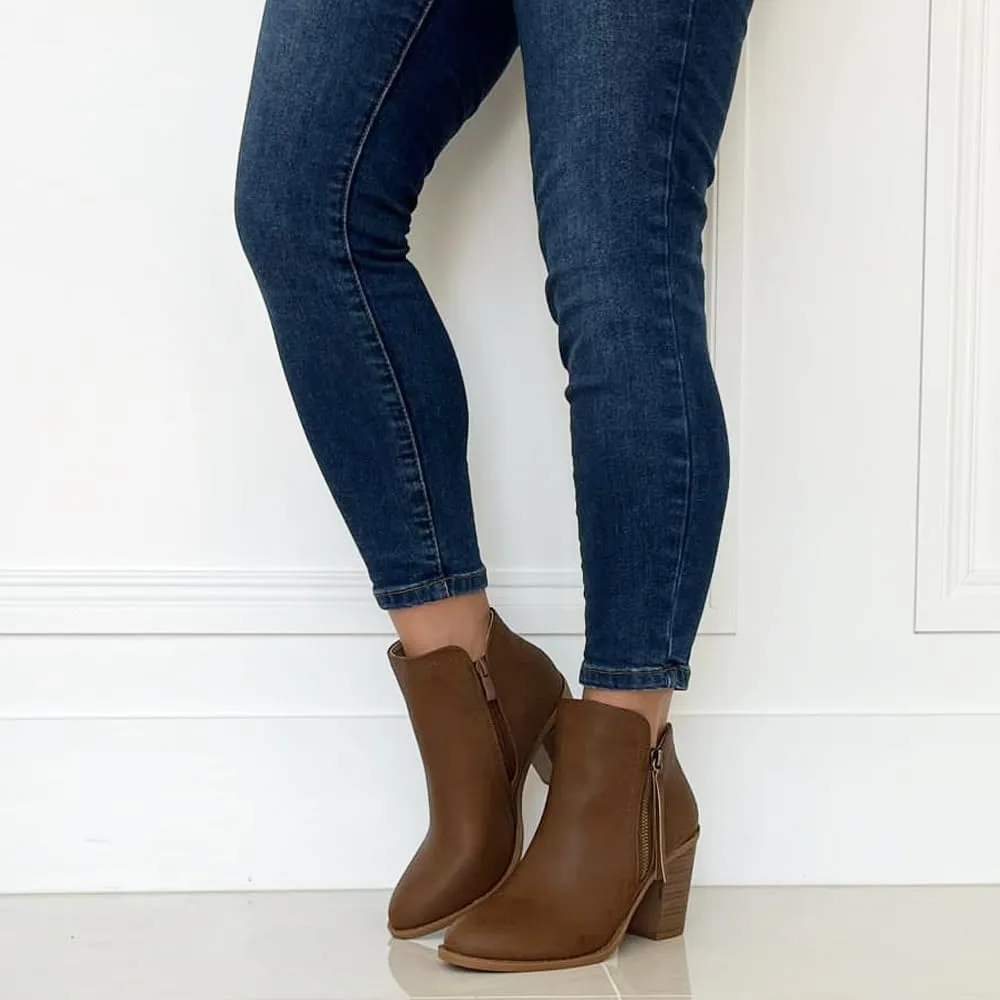 TRENDSUP Women's Fashion Side Zipper Booties
