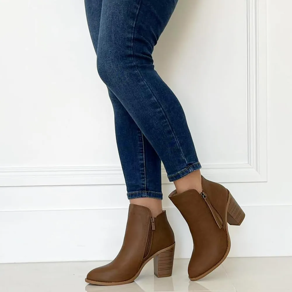 TRENDSUP Women's Fashion Side Zipper Booties