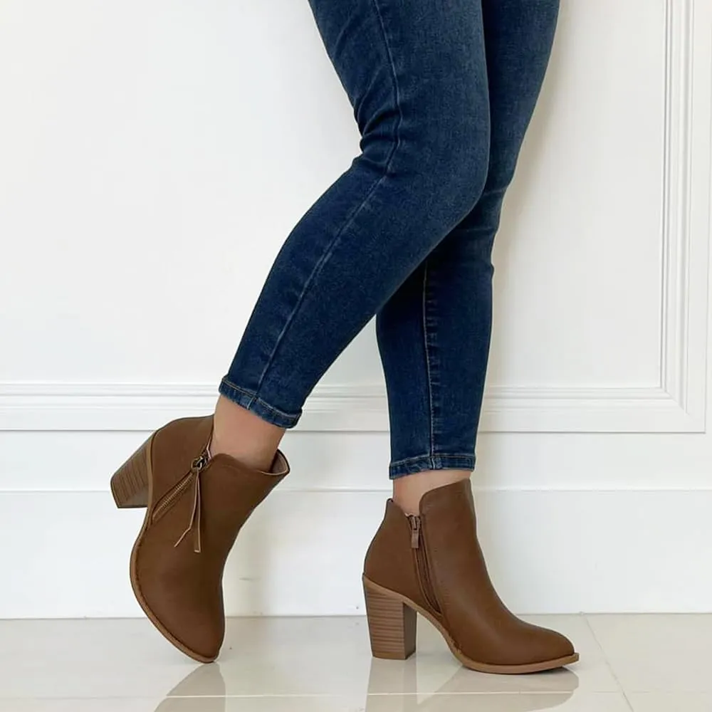 TRENDSUP Women's Fashion Side Zipper Booties