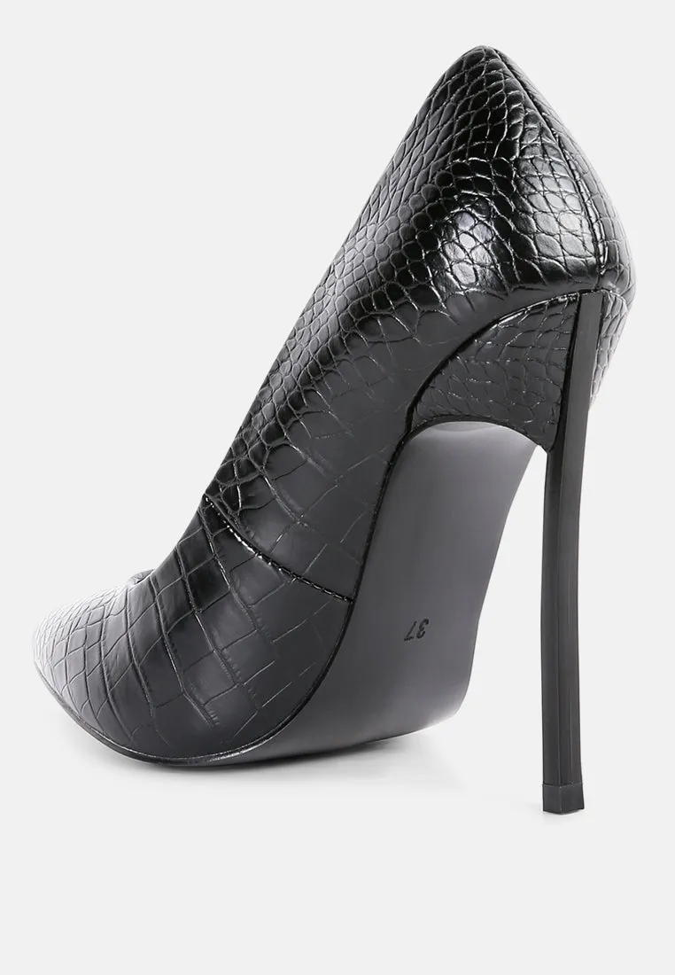 Urchin Croc High Stiletto Heel Pumps By Ruw