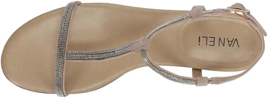 VANELi Womens Brea Chain Rhinestone T-Strap Casual Sandals Casual - Grey