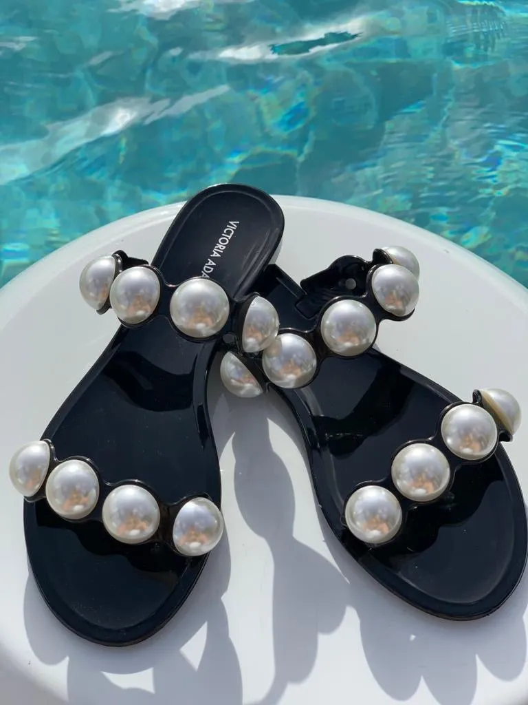 Victoria Adames Pearl Jelly Sandal Black