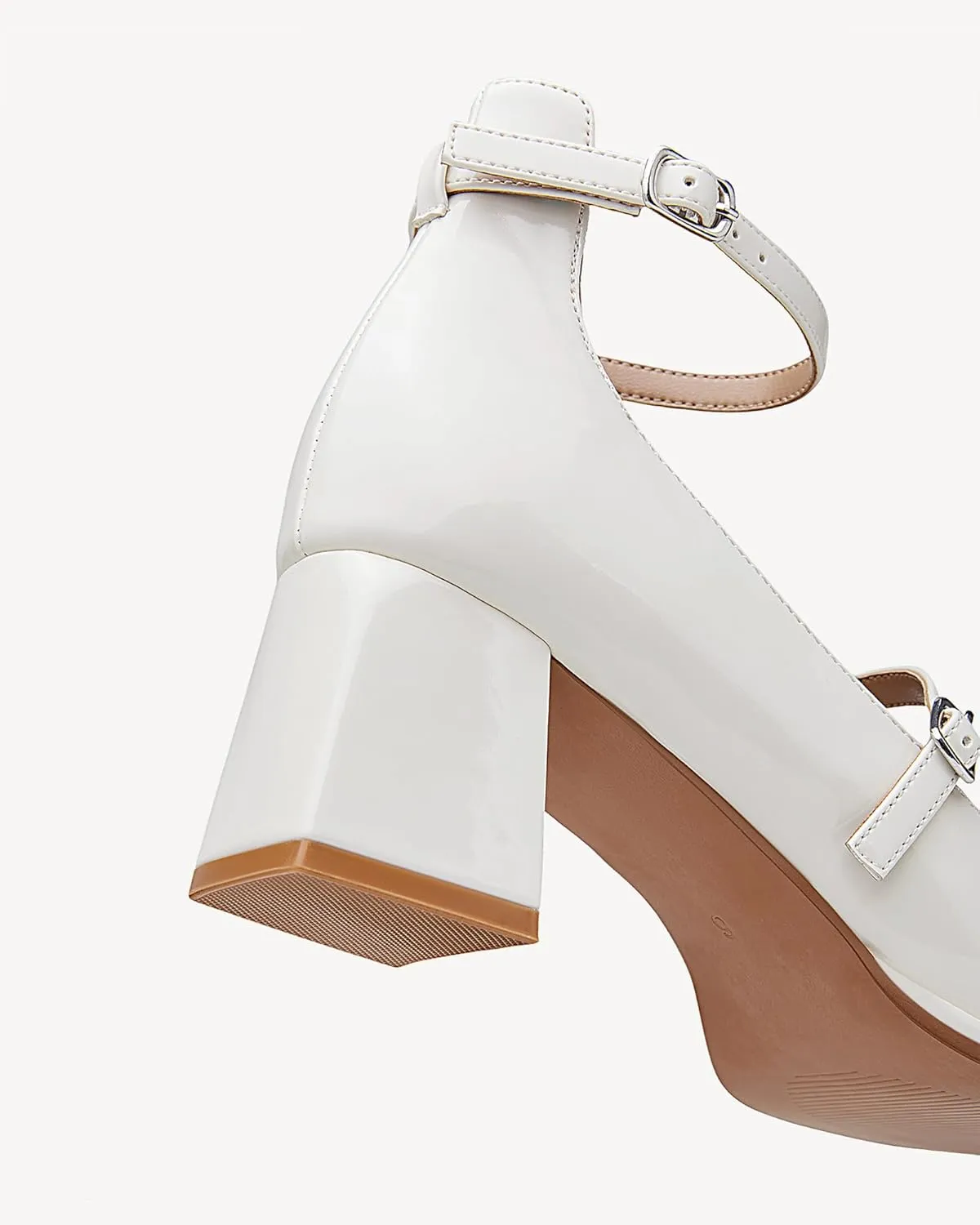 Vintage Patent Mary Jane Pumps, Women's Chunky Heel