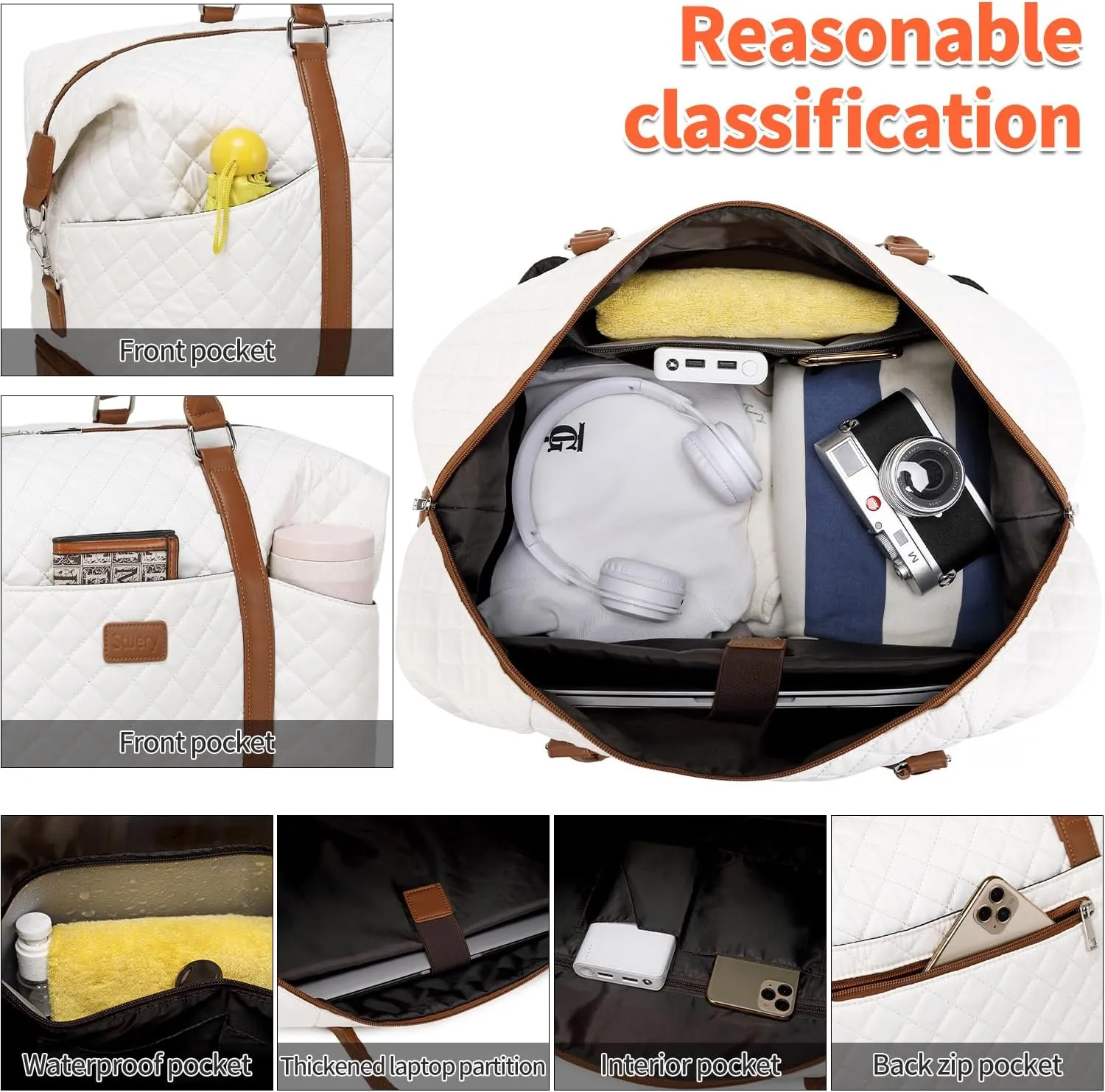 Weekender Bag, Large Travel Duffel Bag for Women, Carry on Overnight Bag with Shoe Compartment and Toiletry Bags