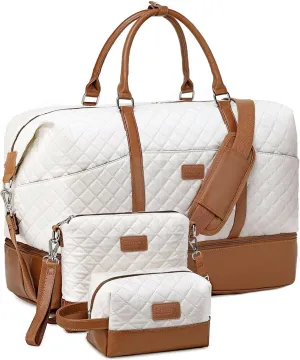 Weekender Bag, Large Travel Duffel Bag for Women, Carry on Overnight Bag with Shoe Compartment and Toiletry Bags