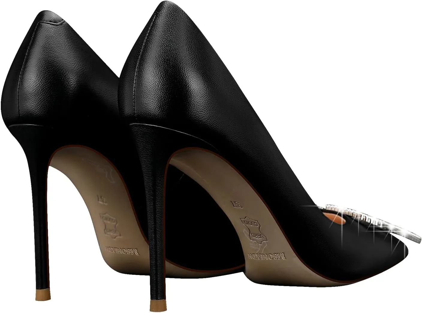 Women High Stiletto Heels Pointed Toe Pumps, Sheepskin Slip-on Wedding Dress Party Pumps Closed Toe Shoes