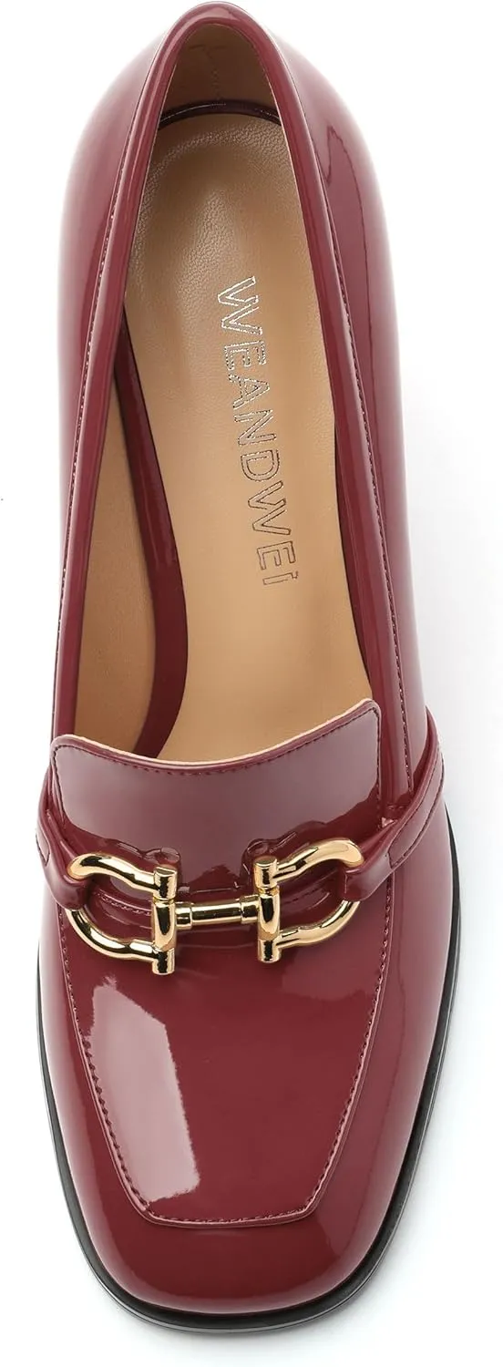 Women's Chunky Heel Square Toe Pumps, Heel High Loafers for Women, Office Commuter Party Prom Single Shoes