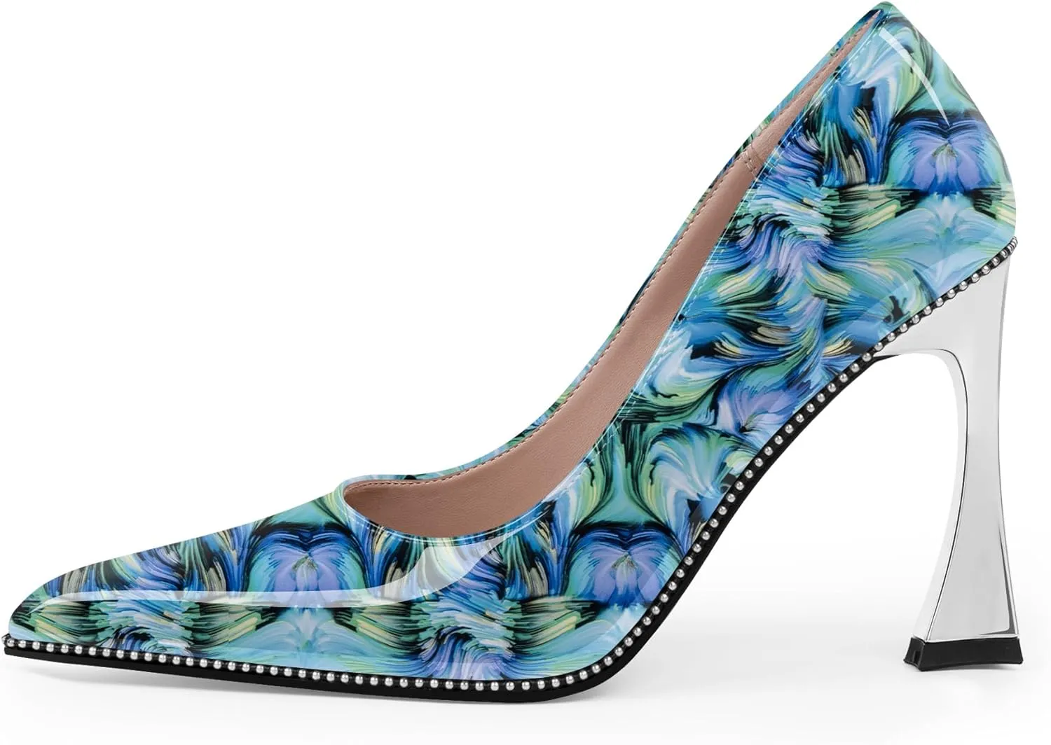 Women's Closed Pointed Toe Stilettos High Heels Pumps Patent Leather Dress Shoes