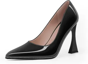 Women's Closed Pointed Toe Stilettos High Heels Pumps Patent Leather Dress Shoes