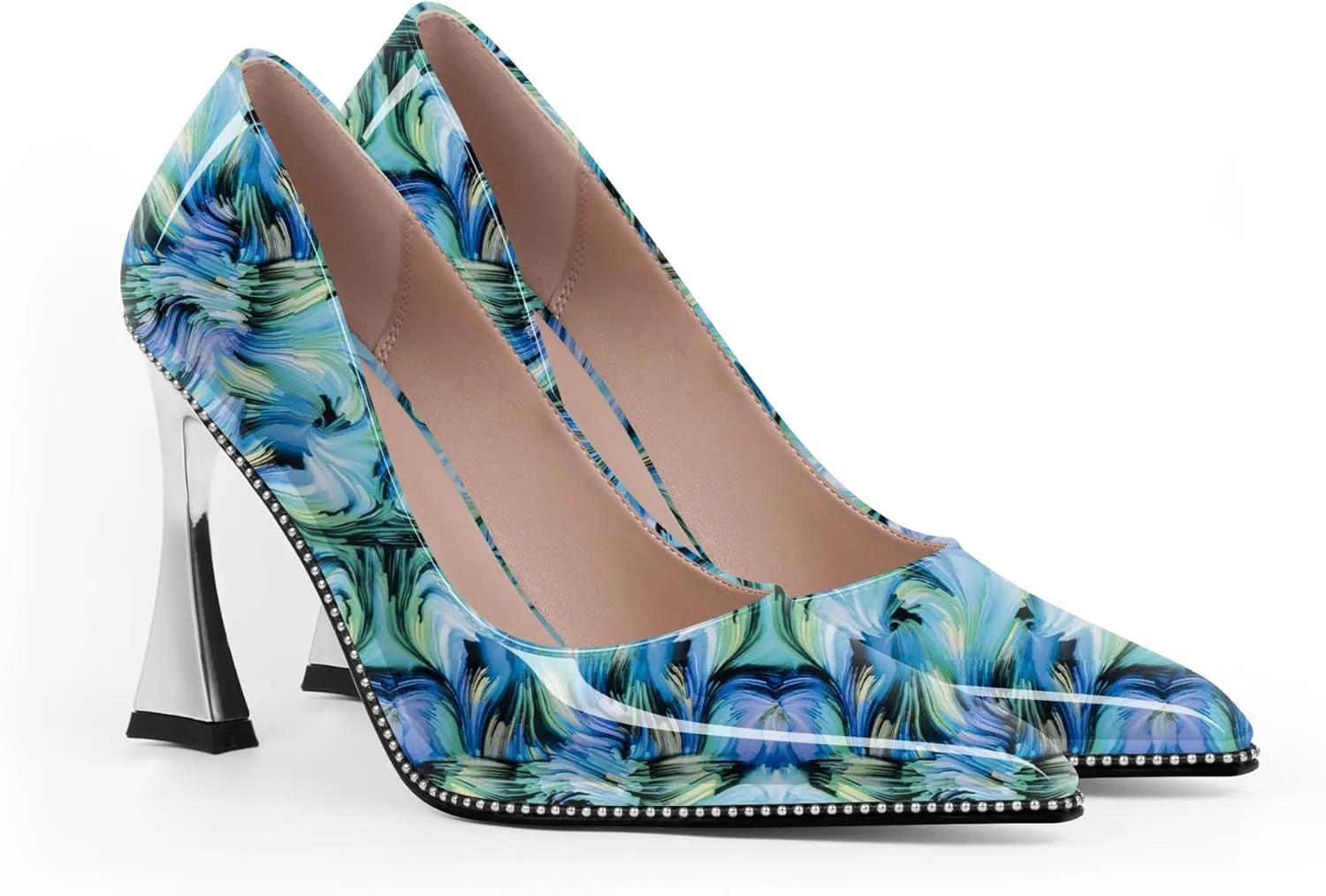 Women's Closed Pointed Toe Stilettos High Heels Pumps Patent Leather Dress Shoes