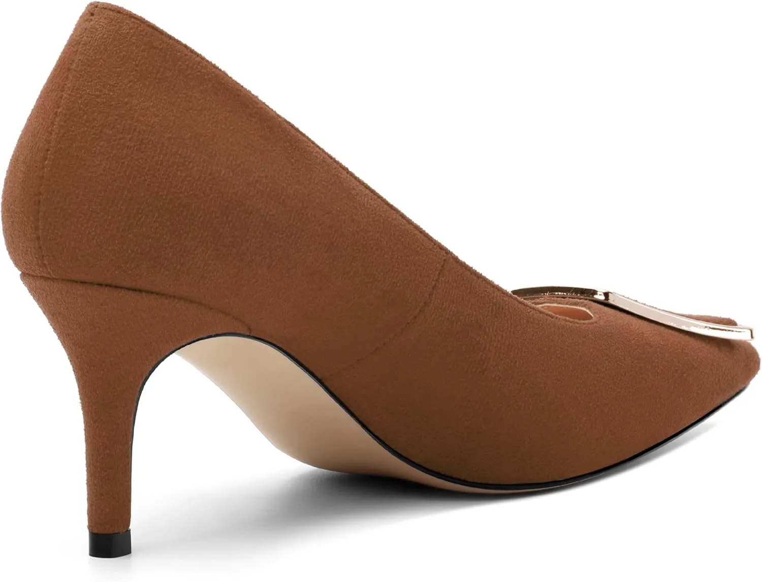 Womens Elegant Pumps, Pointed Toe Heels for Women, Kitten Heel Wedding Shoes, Slip on, Square Buckle, Solid Color, Sexy Stilettos for Ladies 2.5in