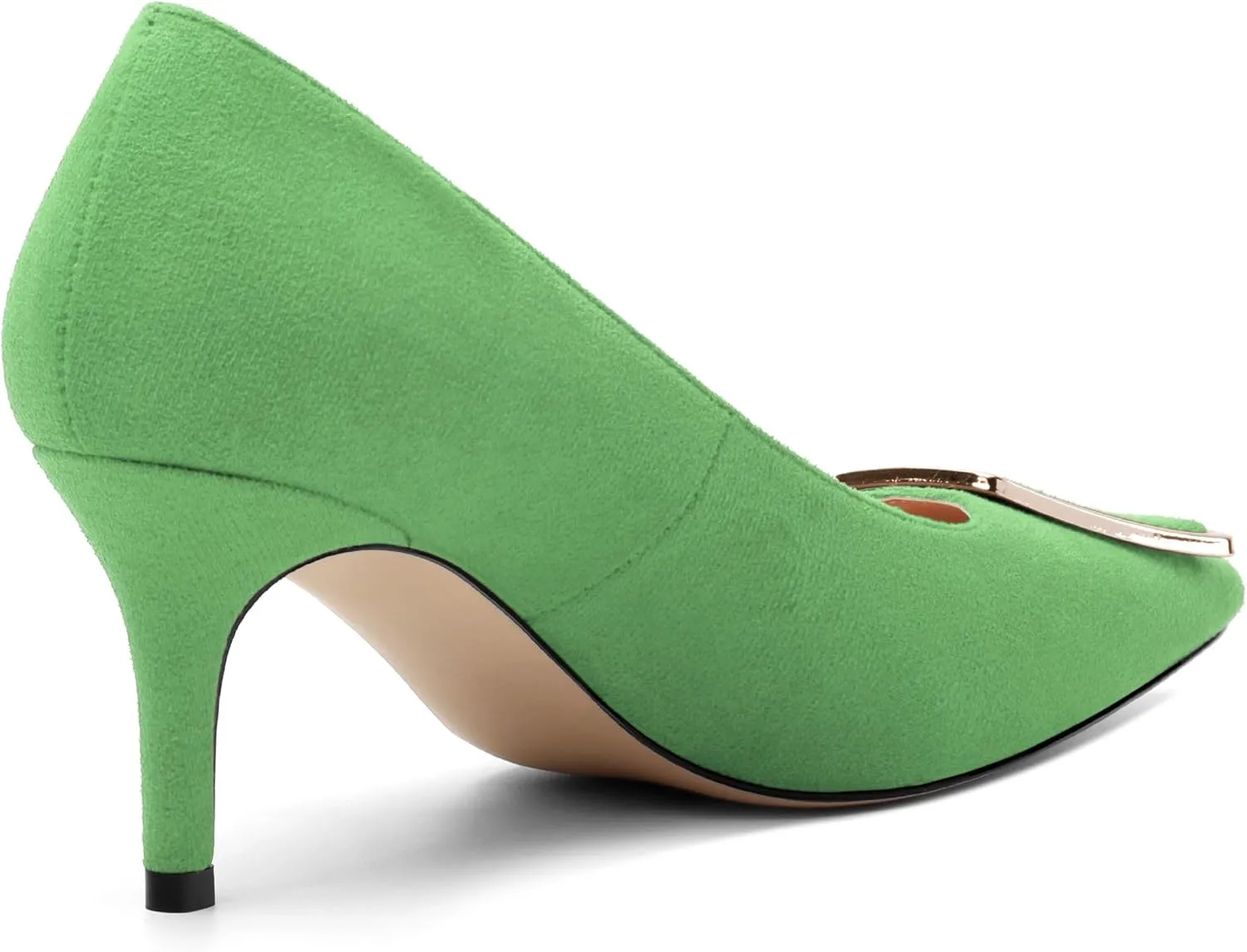 Womens Elegant Pumps, Pointed Toe Heels for Women, Kitten Heel Wedding Shoes, Slip on, Square Buckle, Solid Color, Sexy Stilettos for Ladies 2.5in