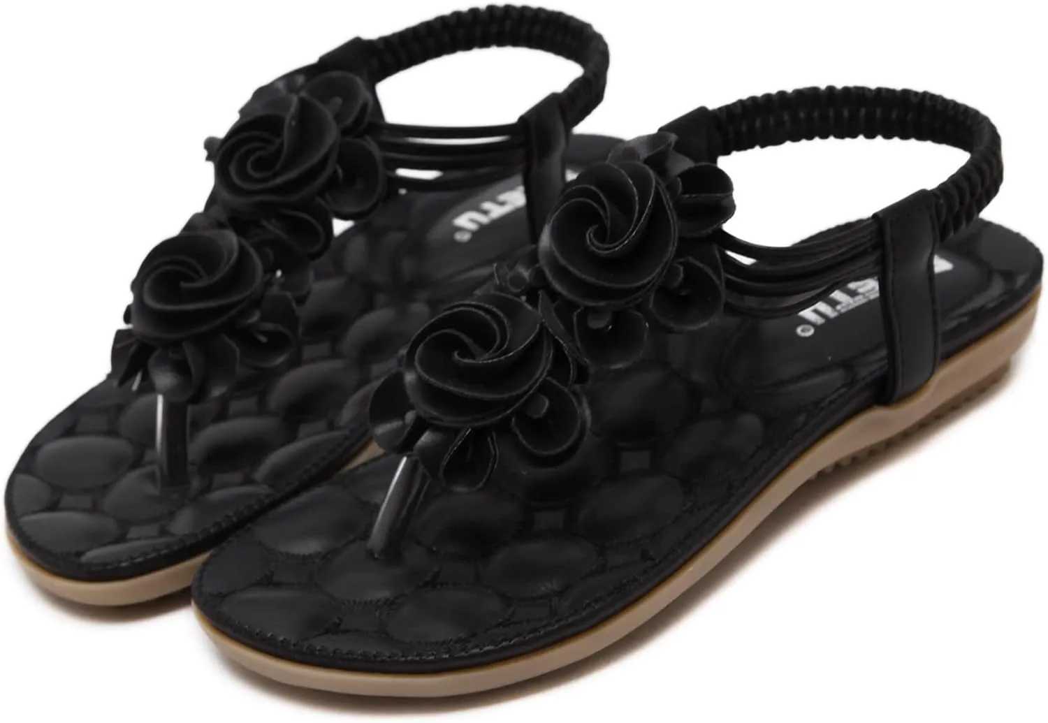 Women's Flat Sandals Summer Bohemia Elastic Ankle T-Strap Thong Flip Flops Casual Comfortable Beach Sandal Shoes